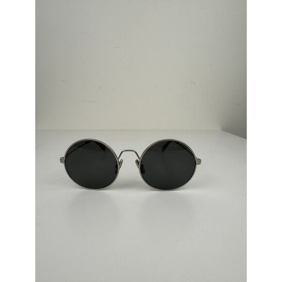 CELINE Unisex Silver Metal Full Frame Dark Gray Lens Polarized Round Sunglasses - Picture 7 of 13